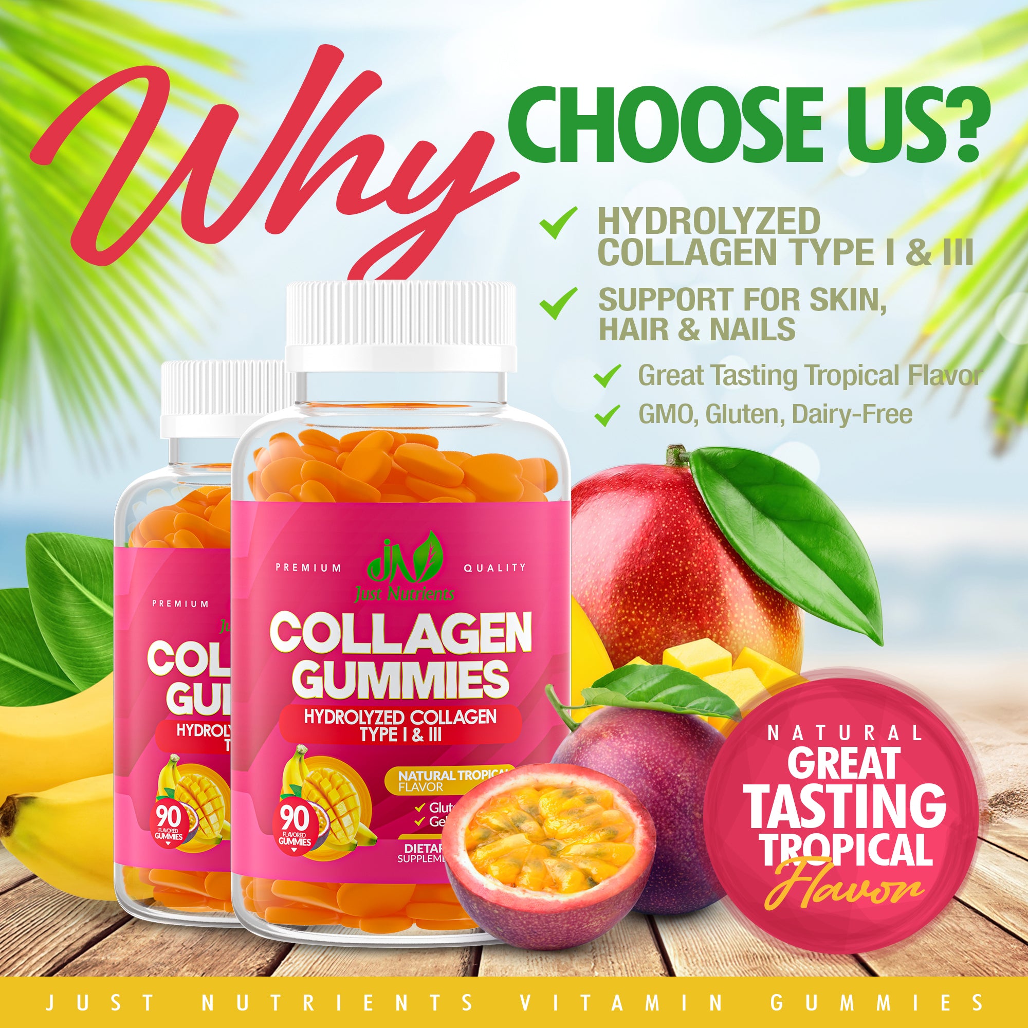 Collagen Gummies for Women & Men - 90 Gummies