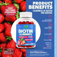 Gomitas de biotina 10,000 mcg para mujeres y hombres