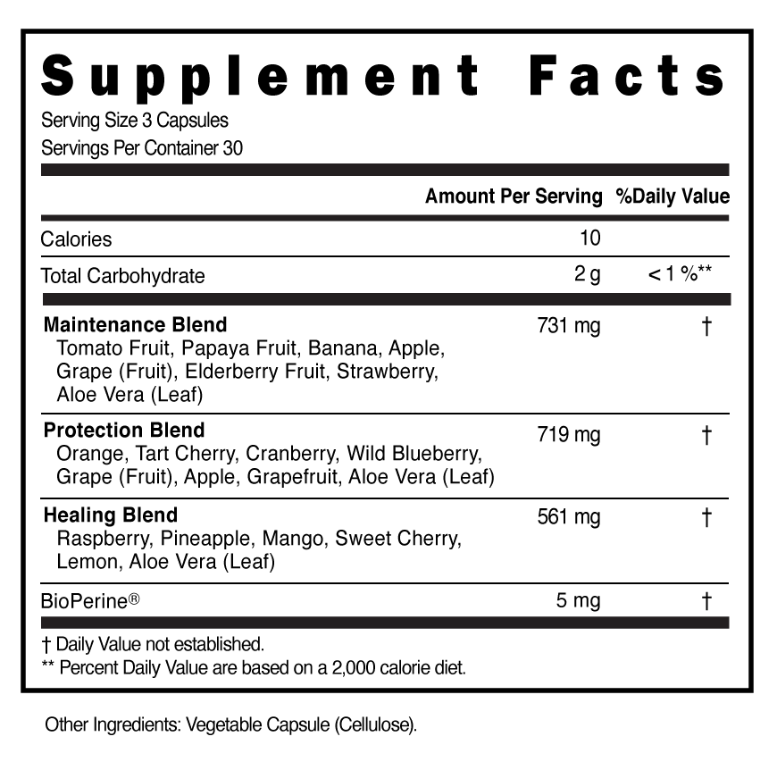 Fruits & Veggies Whole Foods Supplement - 180 Capsules