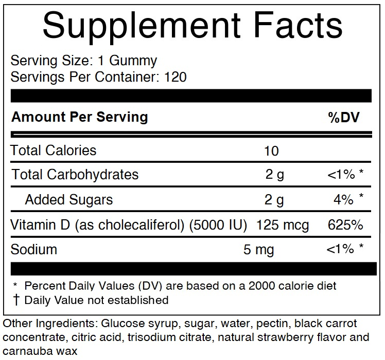 Vitamin D3 5000IU/10,000IU Gummies - 120 Gummies