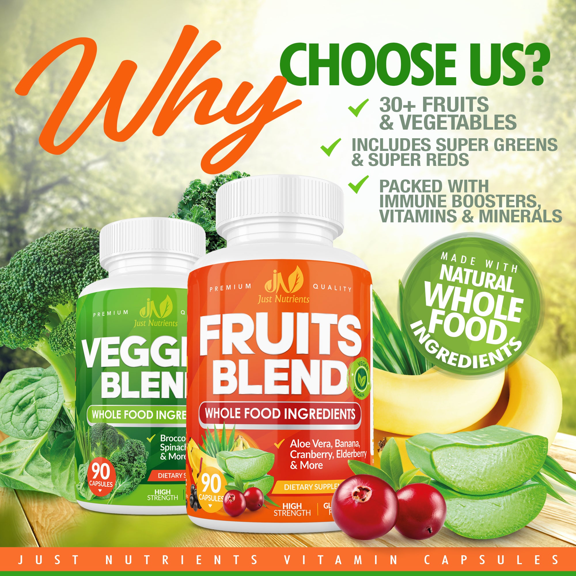 Fruits & Veggies Whole Foods Supplement - 180 Capsules