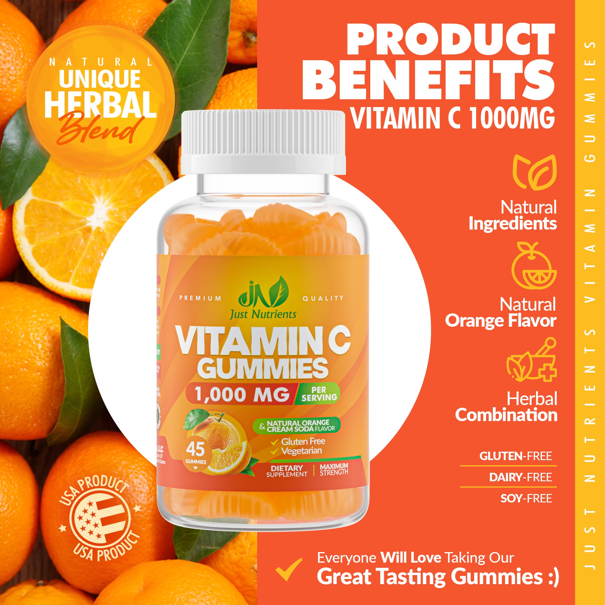 Gomitas de vitamina C 1000 mg con zinc y extractos de hierbas