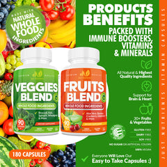 Fruits & Veggies Whole Foods Supplement - 180 Capsules