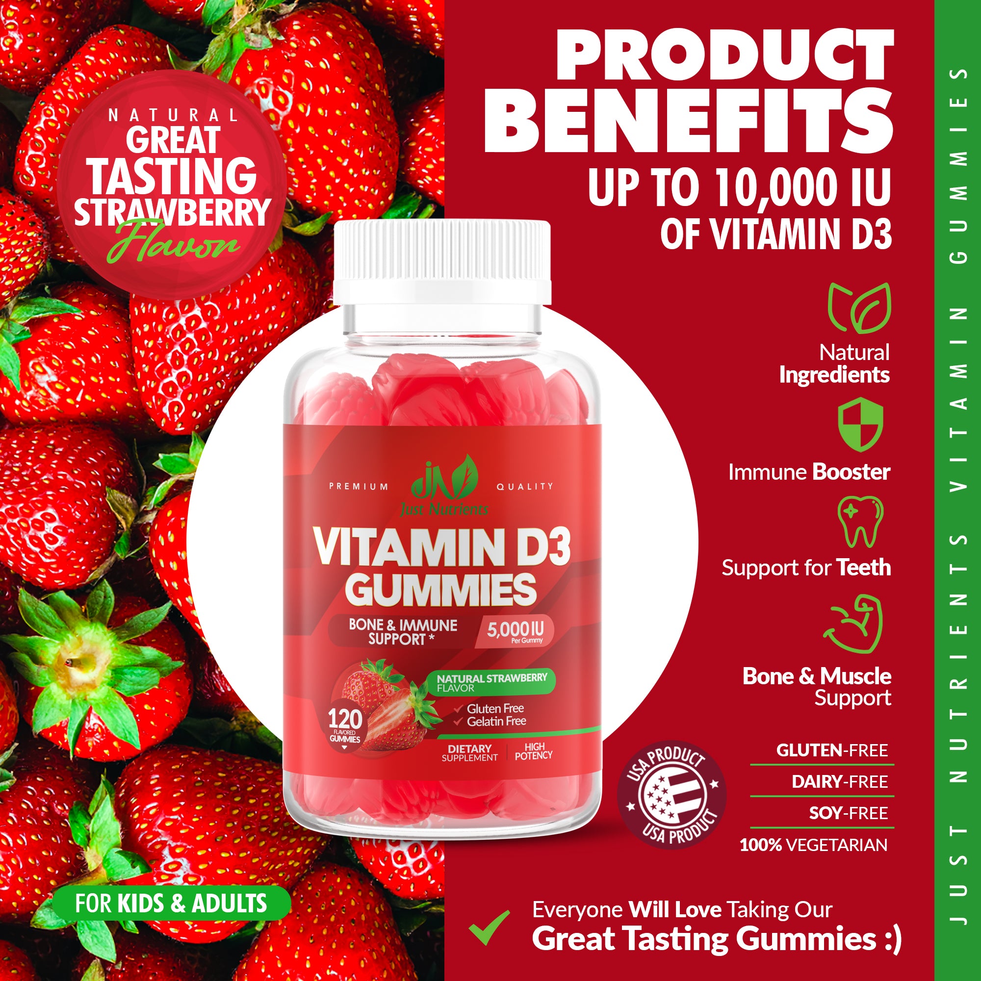 Vitamin D3 5000IU/10,000IU Gummies - 120 Gummies