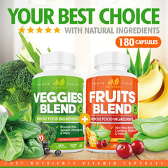 Fruits & Veggies Whole Foods Supplement - 180 Capsules