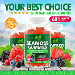 Seamoss Gummies with Bladderwrack and Burdock Root - 60 Gummies