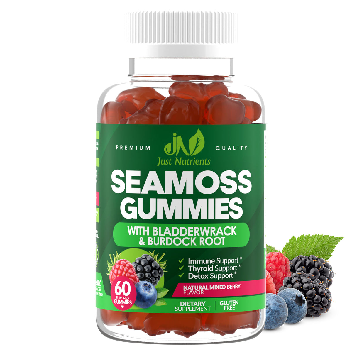 Seamoss Gummies with Bladderwrack and Burdock Root - 60 Gummies