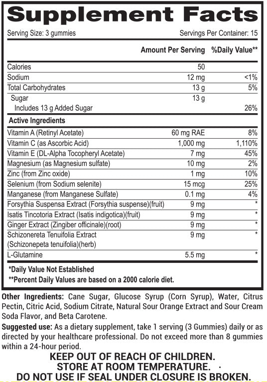 Gomitas de vitamina C 1000 mg con zinc y extractos de hierbas